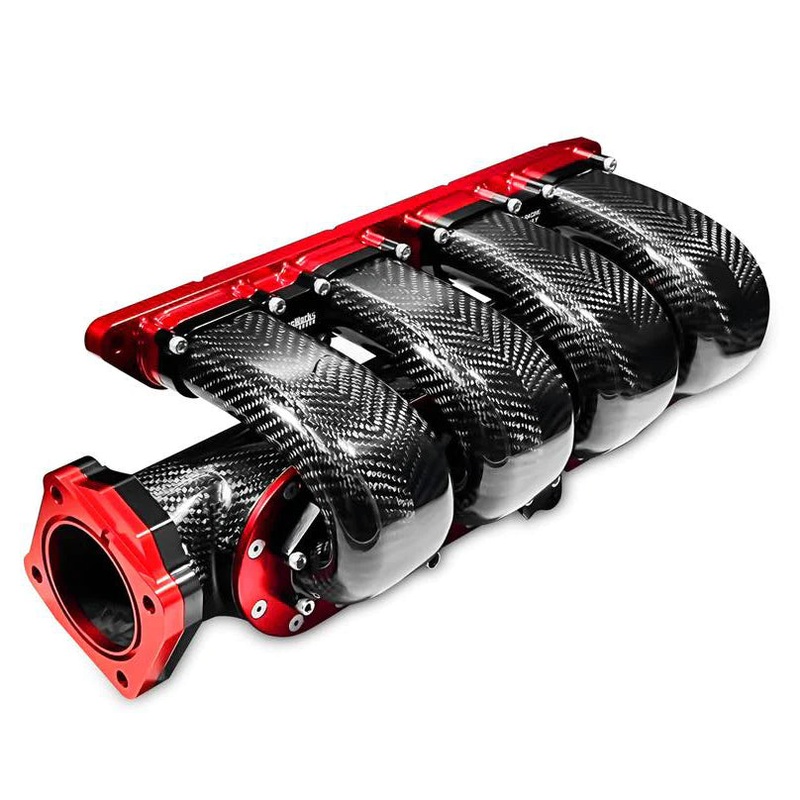 PRACWORKS CARBON FIBER INTAKE MANIFOLD RED ANODIZED – 2017-2021 CIVIC TYPE-R FK8 / 2023+ FL5 // 2023+ INTEGRA TYPE S