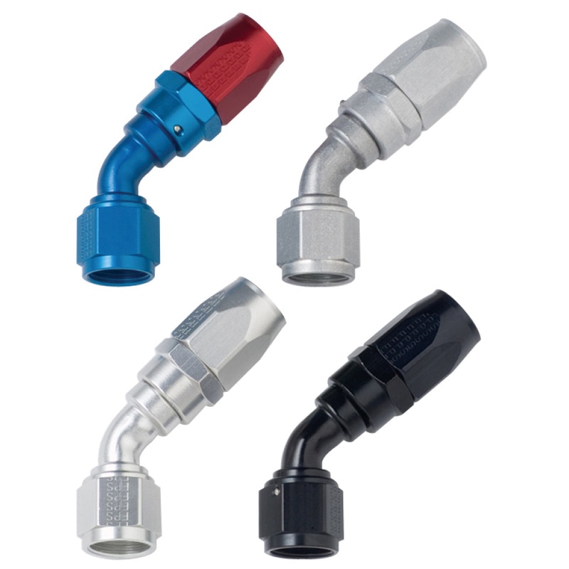 Fragola -6AN x 45 Degree Power Flow Hose End – Black