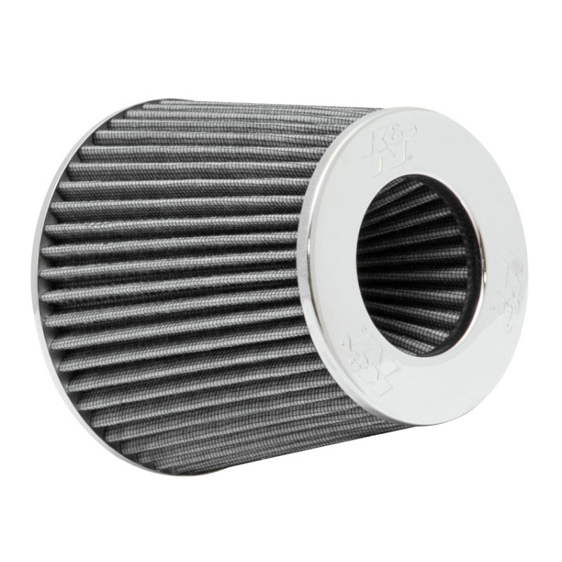 K&N Universal Filter Chrome Round Tapered White – 4in Flange ID x 1.125in Flange Length x 5.5in H