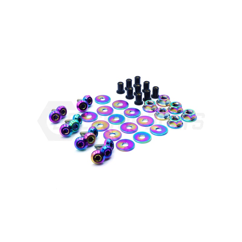 Dress Up Bolts [22-25 WRX] Stage 2 Titanium Hardware Hood Kit | Blue | SUB-041-Ti-BLU