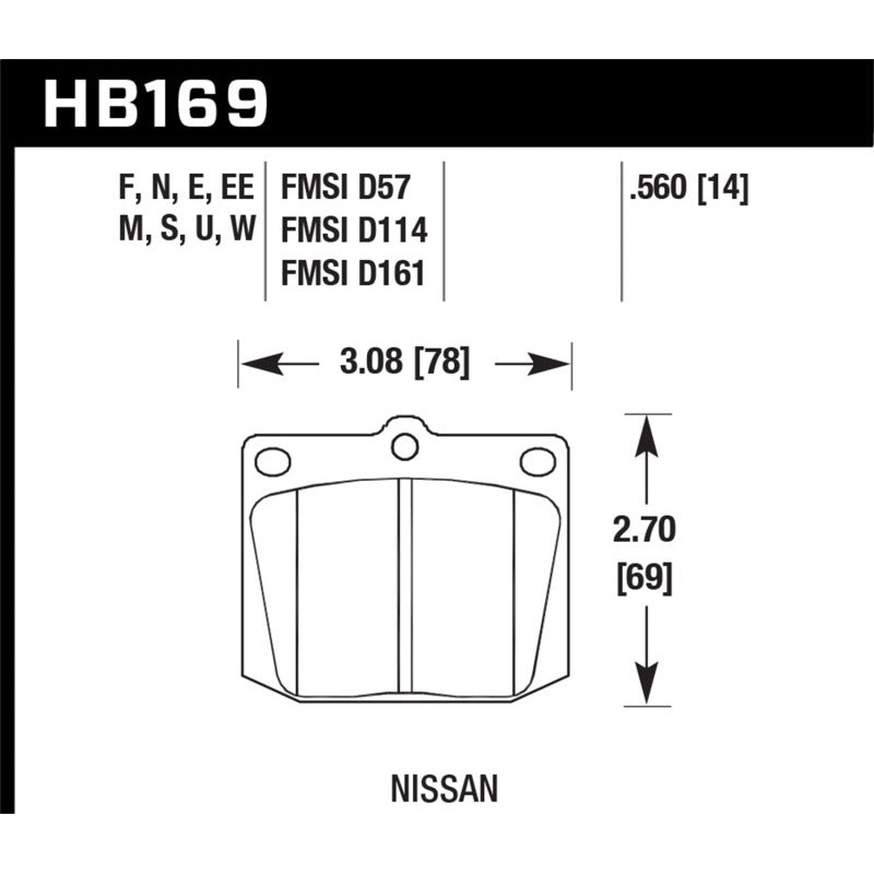 Hawk Nissan 810/240Z/260Z/280Z/620 / Toyota Corona/Cressida/Crown/Pickup Blue 9012 Front Race Pads