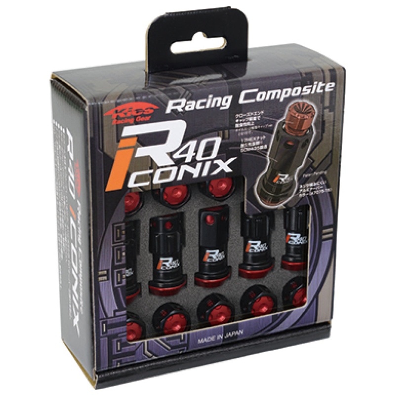 Project Kics 12X1.25 Black R40 Iconix Lug Nuts – 16+4 (Red Cap)