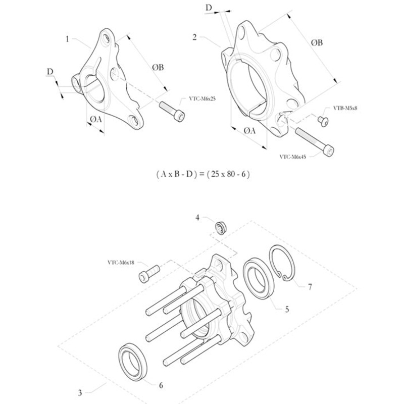 3. 2988.00.14-BA Birel Front Brake Disc Hub, 25×80 HQ
