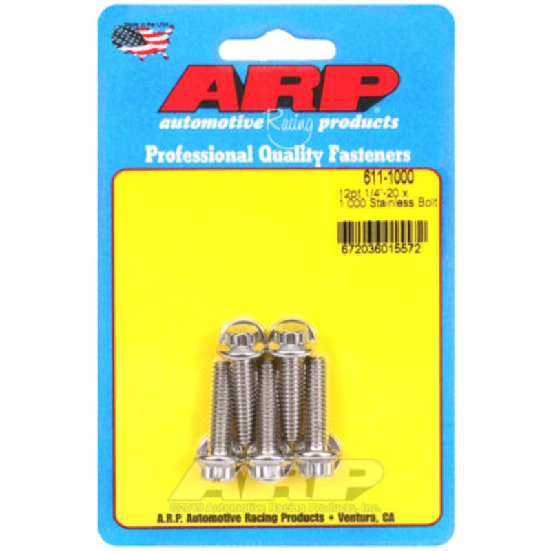 ARP 1/4in x 20 – 1in UHL 12pt SS Bolt Kit (5/pkg)