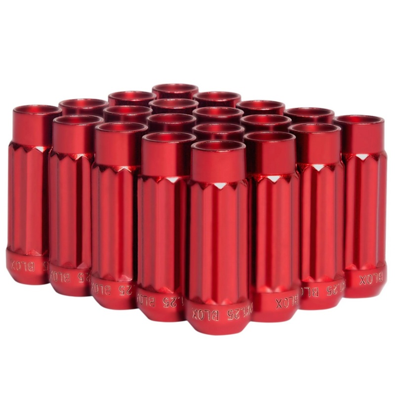 BLOX Racing 12-Sided P17 Tuner Lug Nuts 12×1.25 – Red Steel – Set of 20