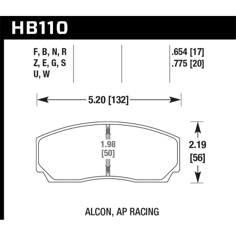 Hawk HPS 5.0 AP Racing w/ 0.654 Thickness Performance Street Brake Pads