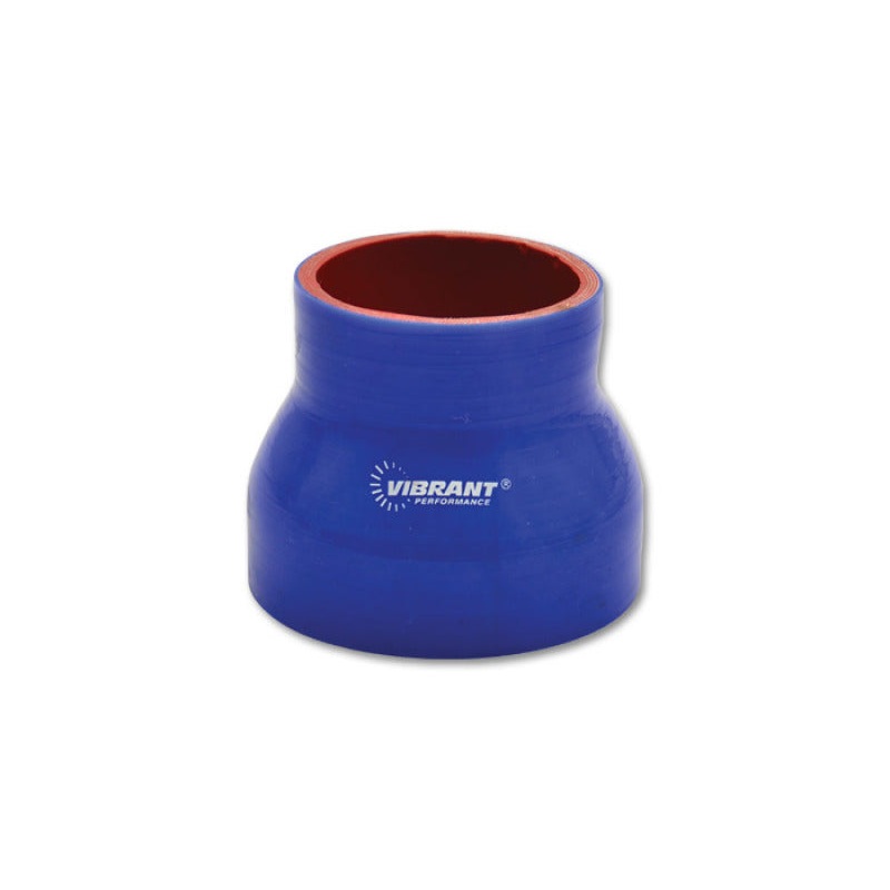Vibrant 2.75in I.D. x 3.25in I.D. x 3in Long Gloss Blue Silicone Transition Hose
