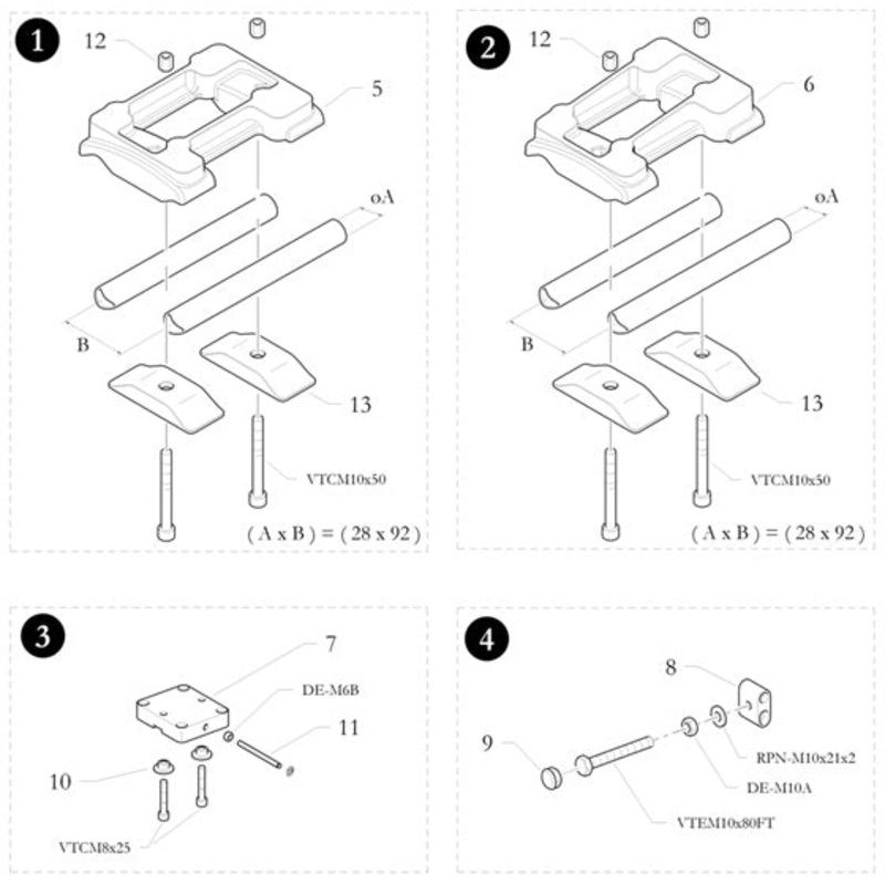1. 10.9506.00 Birel Engine Mount EK Flat, Assembly