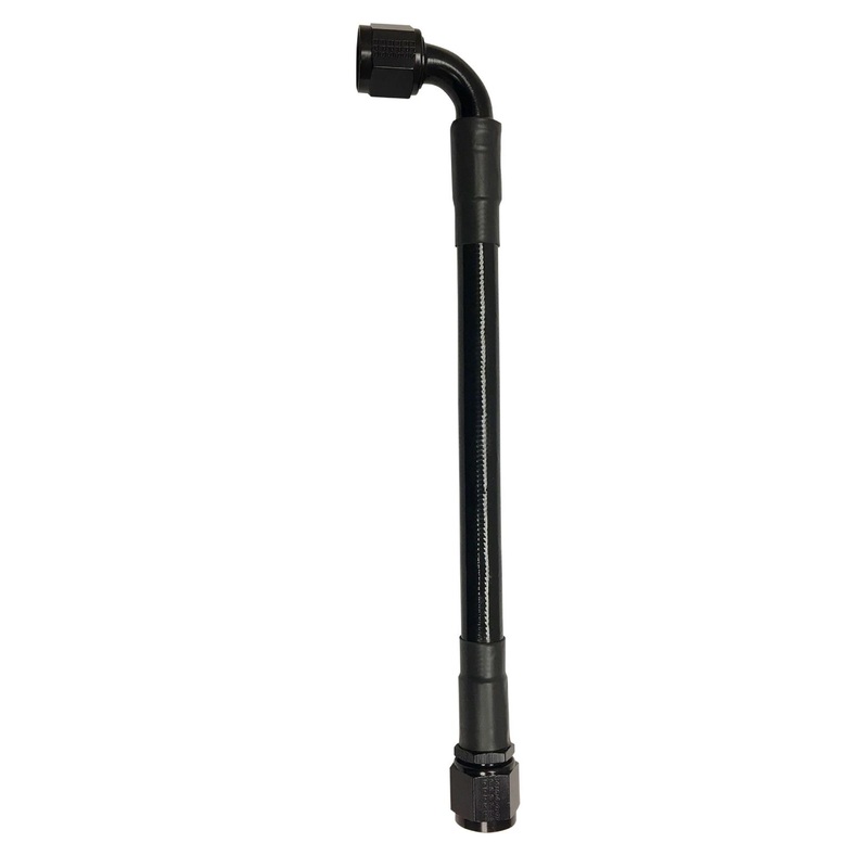 Fragola -6AN Ext Black PTFE Hose Assembly Straight x 90 Degree 84in