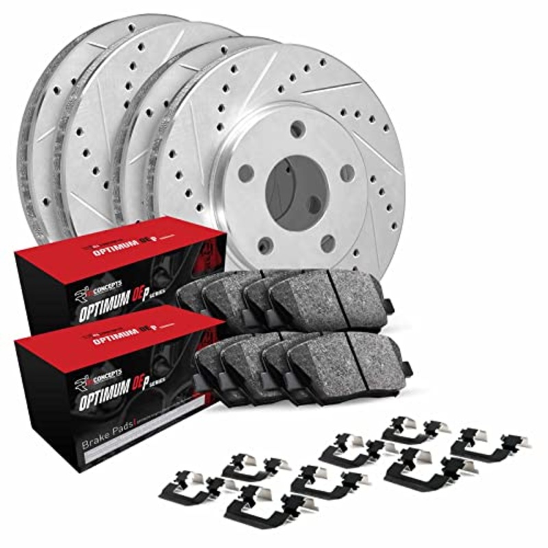 R1 Concepts Front Rear Brakes and Rotors Kit |Front Rear Brake Pads| Brake Rotors and Pads| Optimum OEp Brake Pads and Rotors |Hardware Kit|fits 2012-2017 Audi Q5, S4, S5