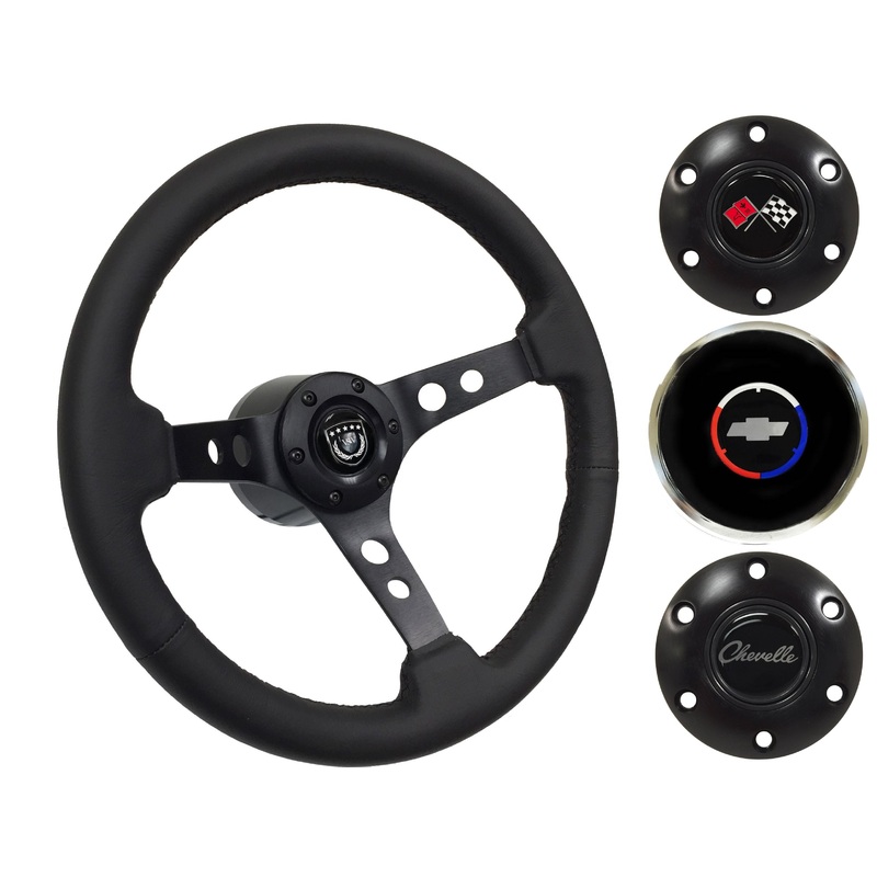 1969-77 Chevelle Steering Wheel Kit | Black Leather | ST3094BLK