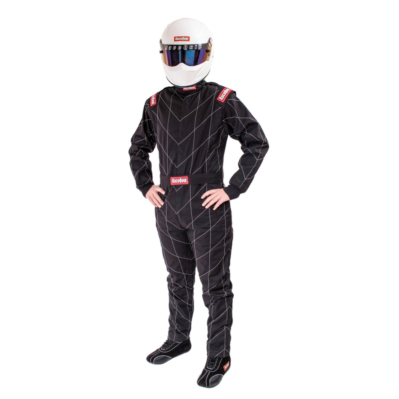 RaceQuip Black Chevron-1 Suit – SFI-1 Small