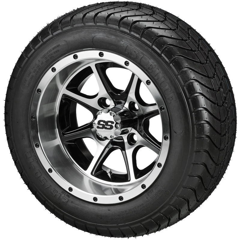 LSI 12″ Azusa Black & Machined Wheel and Low Profile Tire Combo