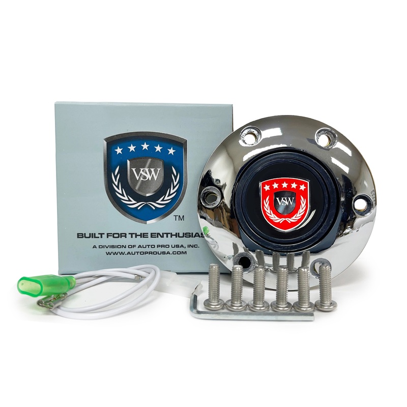 VSW S6 | Red VSW Emblem | Chrome Horn Button | STEVSWRED-CHR