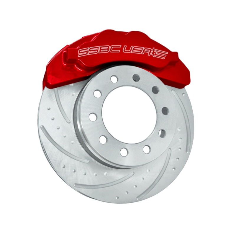 American Made B8 Beast 8-Piston Direct Fit Billet Aluminum Front Disc Brake Kit W/DS Rotors. Red A424-20R-DS
