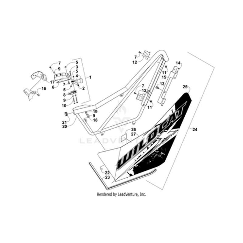 Door Panel W/ Decals-Mw-Left(Wc X Ltd) (Inc. 25-27) by Arctic Cat