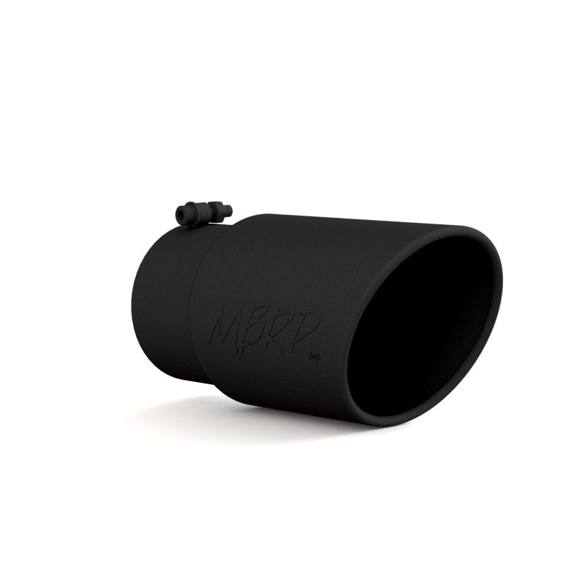 MBRP Universal Tip 6in O.D. Angled Rolled End 5 inlet 12 length – Black Finish