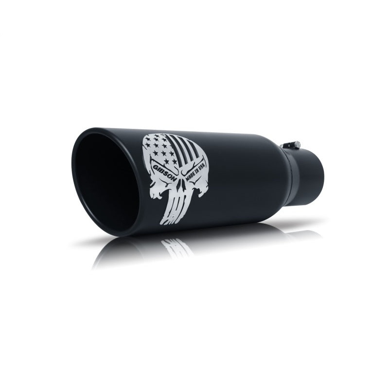 Gibson Patriot Skull Rolled Edge Angle-Cut Tip – 6in OD/4in Inlet/18in Length- Black Ceramic