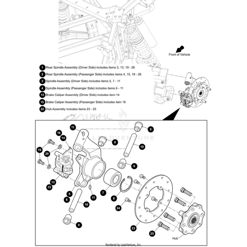 Spindle-Bearing-Bushing Rear Right-Assembly (Includes Items 6 – 11) by Arctic Cat