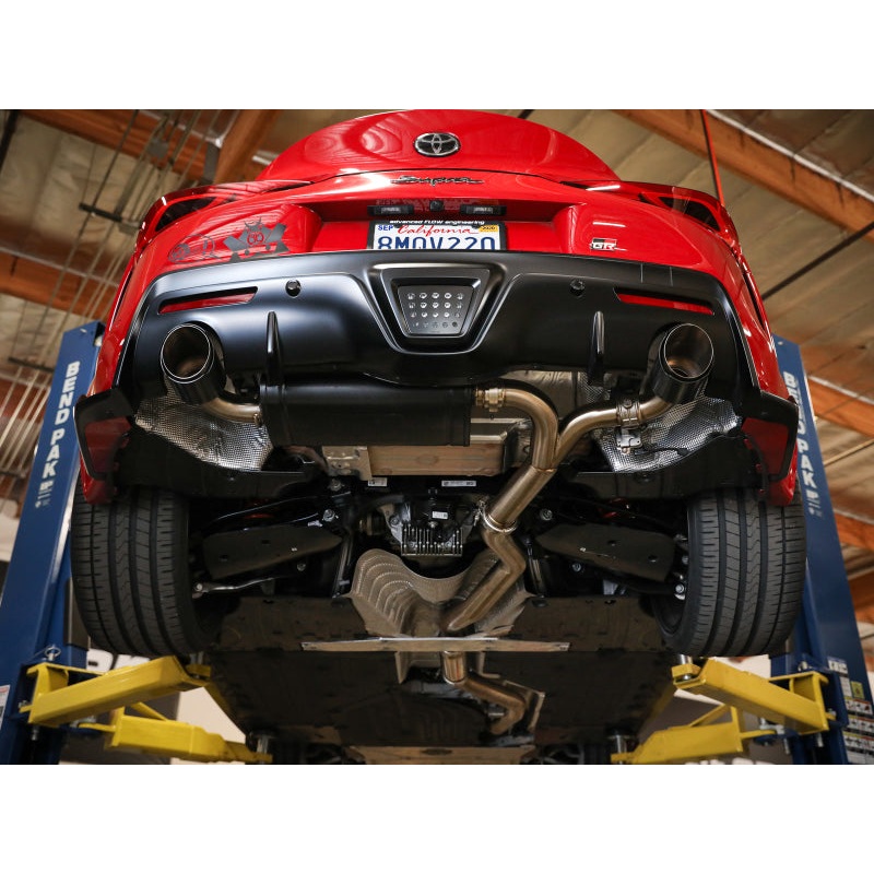 aFe POWER Takeda 2020 Toyota Supra L6-3.0L (t) 3in-2.5in 304 SS CB Exhaust Blue Flame Tips
