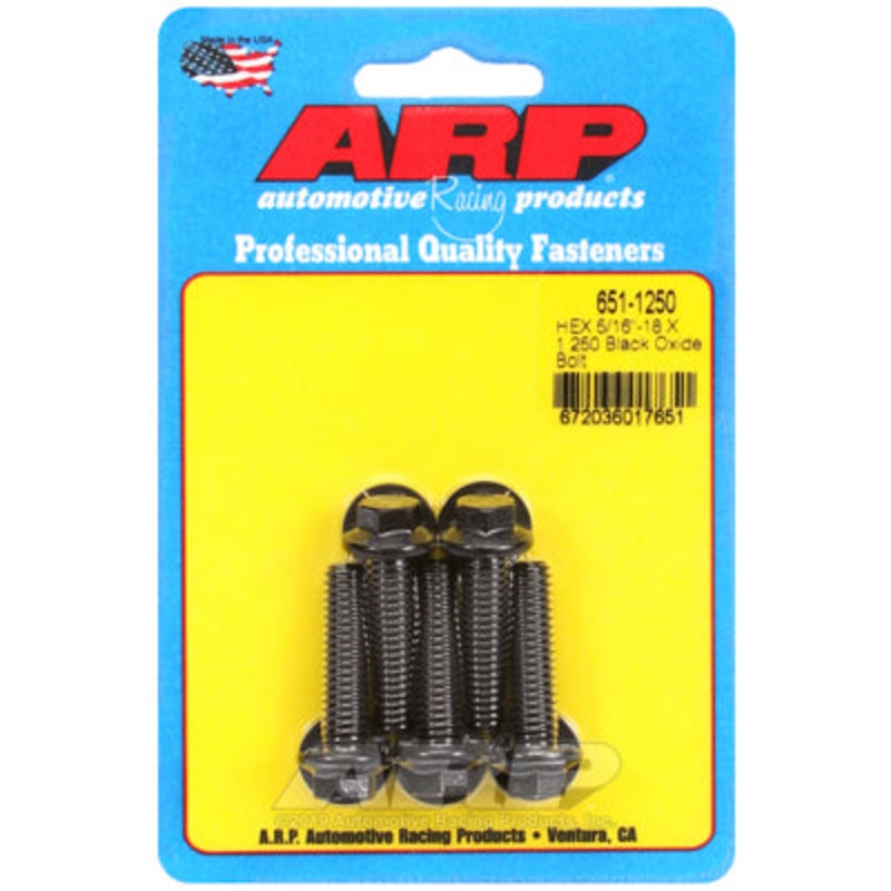 ARP 5/16-18 X 1.250 Hex Black Oxide Bolts