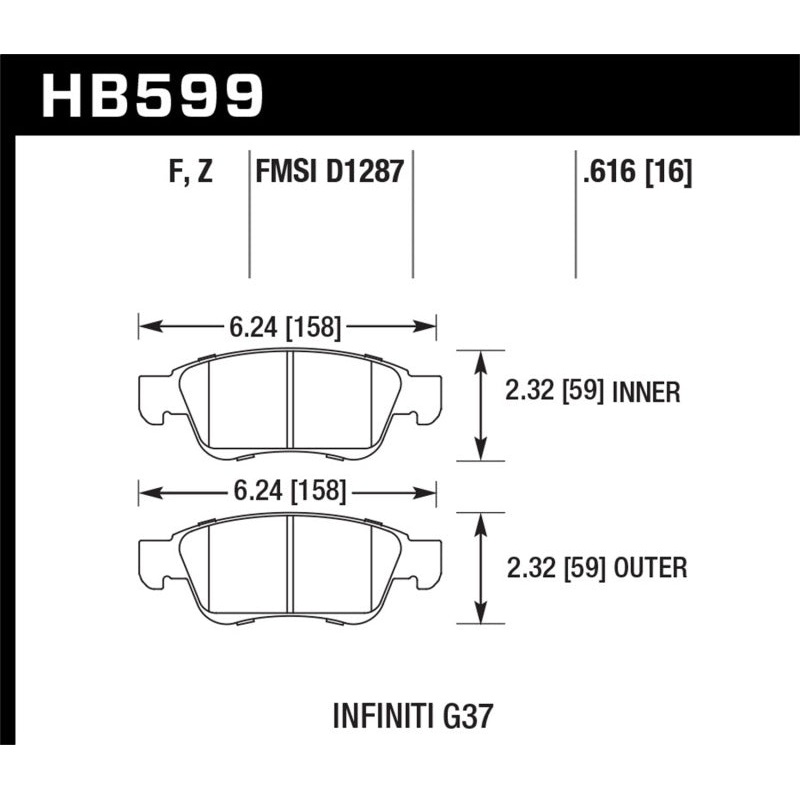 Hawk 14-15 Infiniti Q60 HPS 5.0 Front Brake Pads