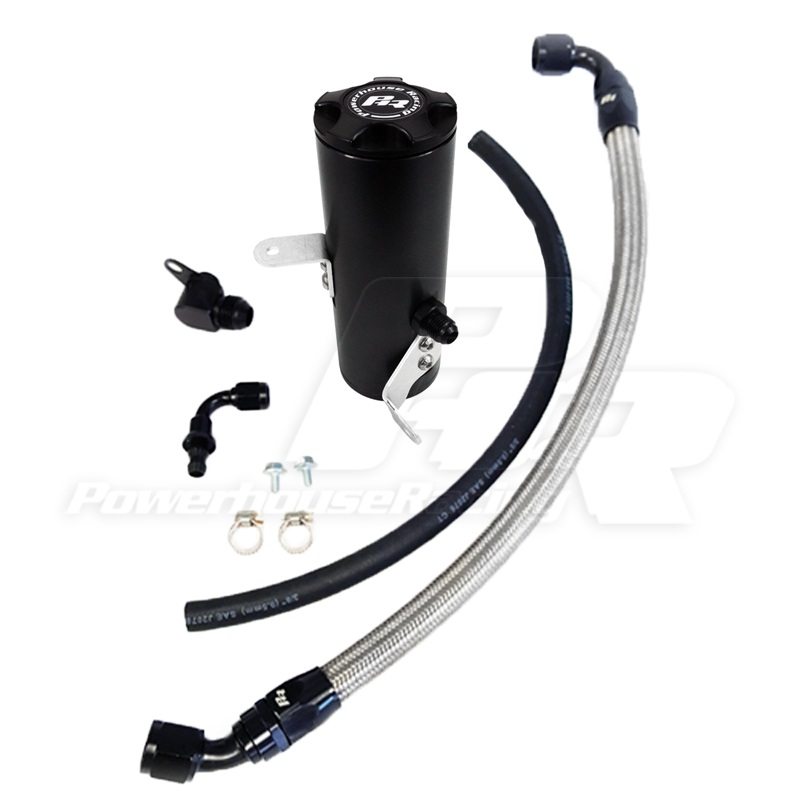 PHR Deluxe Power Steering Resevoir Kit – Black edition- Stainless braided lines