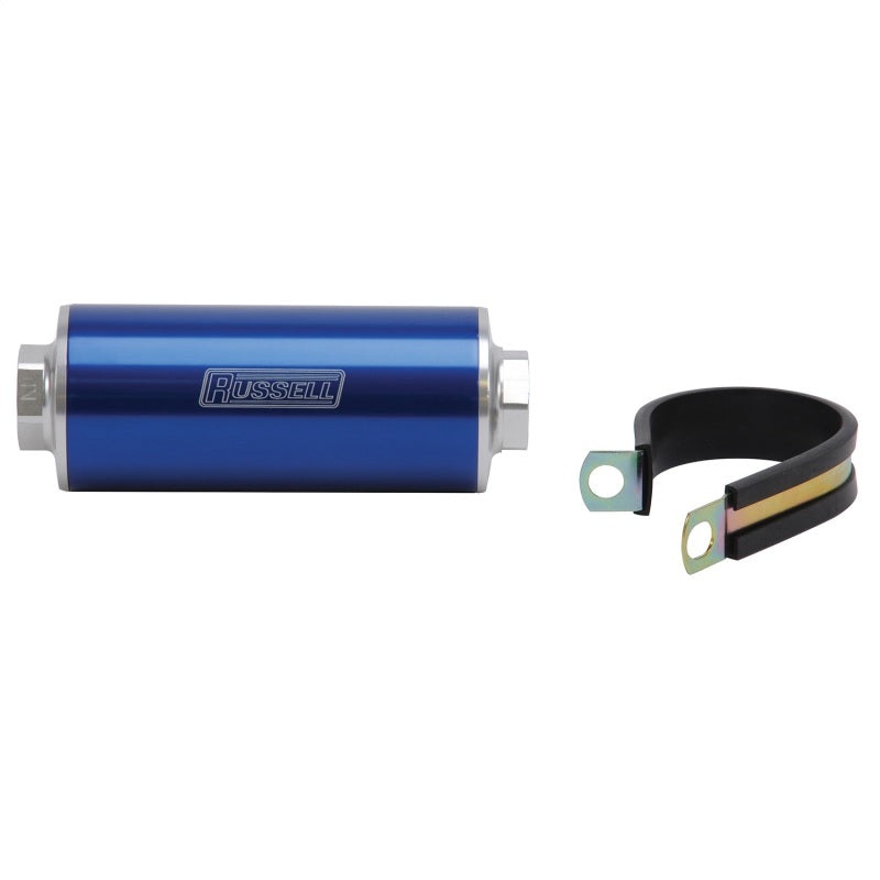 Russell Performance Profilter Fuel Filter 6in Long 10 Micron -10AN Inlet -10AN Outlet – Blue