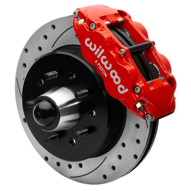 Wilwood 63-87 Chevy C10 Narrow Superlite 6R Front Brake Kit Drilled & Slotted 12.19in Rotors – Red