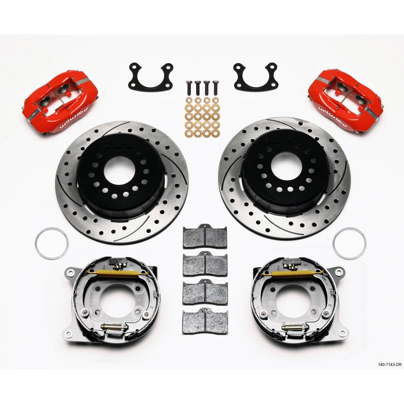 Wilwood Forged Dynalite P/S Park Brake Kit Drilled Red Small Ford 2.66in Offset