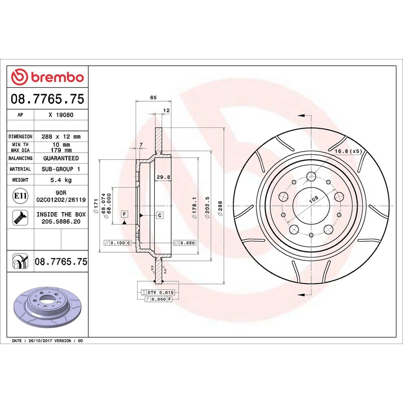 XTRA Max Slotted Rear Disc Brake Rotor – 08.7765.75