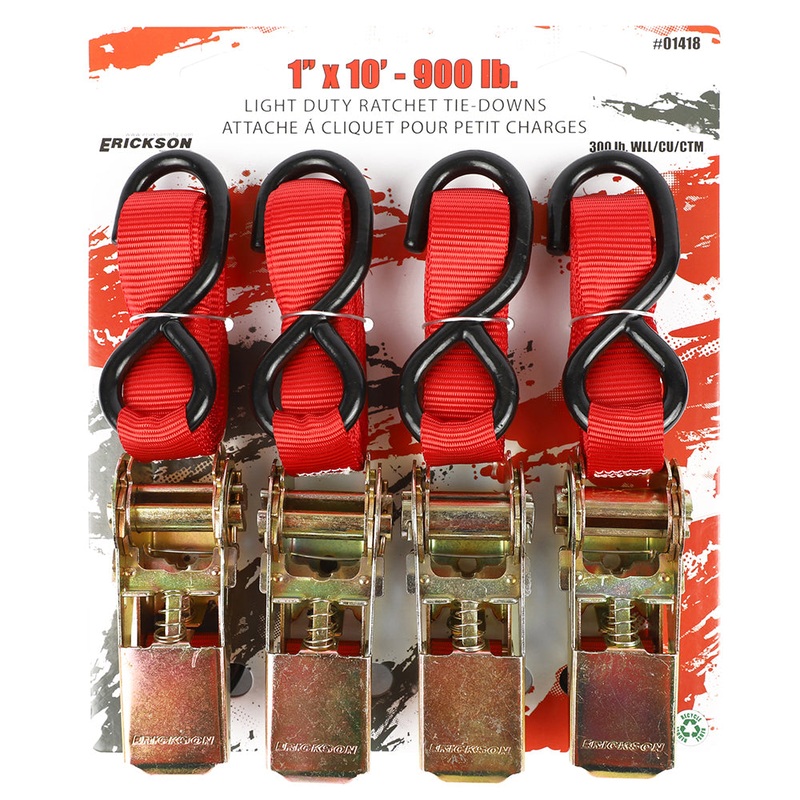 1 x 10  900 lb. Ratcheting Tie-Downs