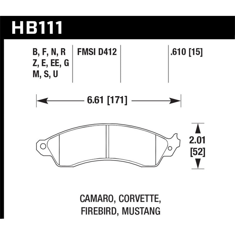Hawk 94-04 Mustang Cobra / 88-95 Corvette 5.7L / 88-92 Camaro w/ Hvy Duty Brakes Front Performance C