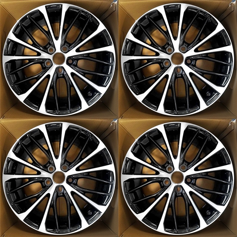 18″ 18×8 Set of 4 New Machined Black Alloy Wheels For 2018-2022 Toyota Camry OEM Quality Replacement Rim