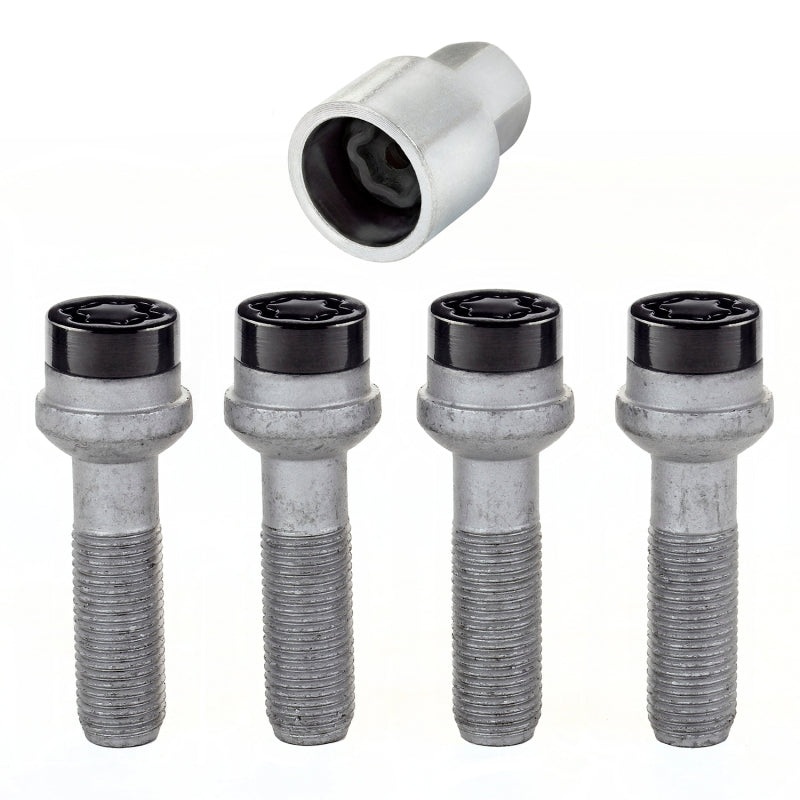 McGard Wheel Lock Bolt Set – 4pk. (Radius Seat) M14X1.5 / 17mm Hex / 45.0mm Shank Length – Black