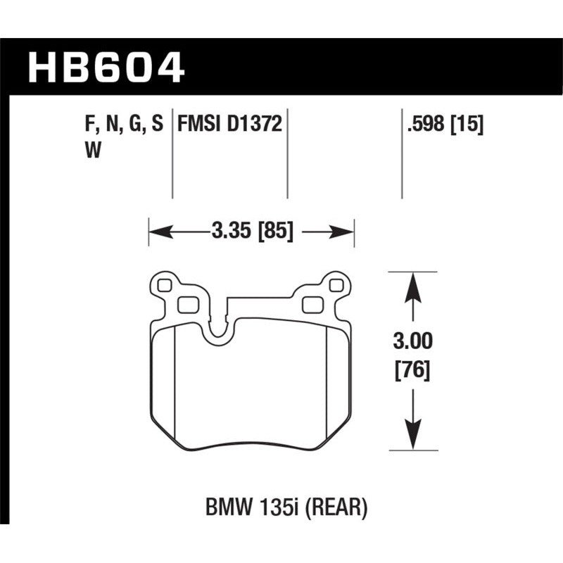 Hawk 08-13 BMW 135i HPS 5.0 Rear Brake Pads