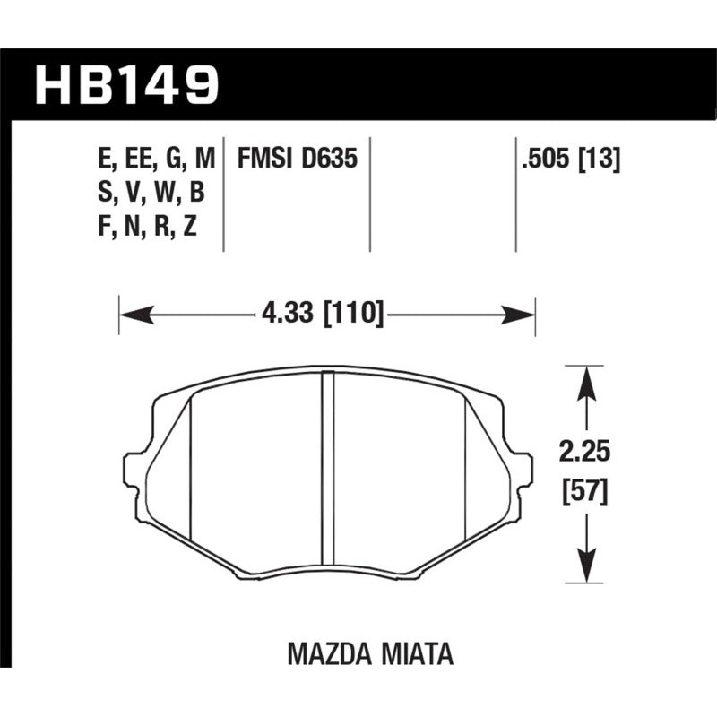 Hawk 94-05 Mazda Miata 1.8L Base Front ER-1 Brake Pads