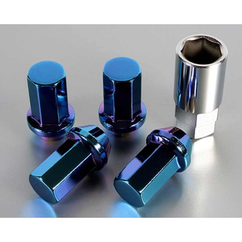 Project Kics Heptagon Caliber 24 Lug Set 12×1.25 Titanium Blue (20 Piece Kit)