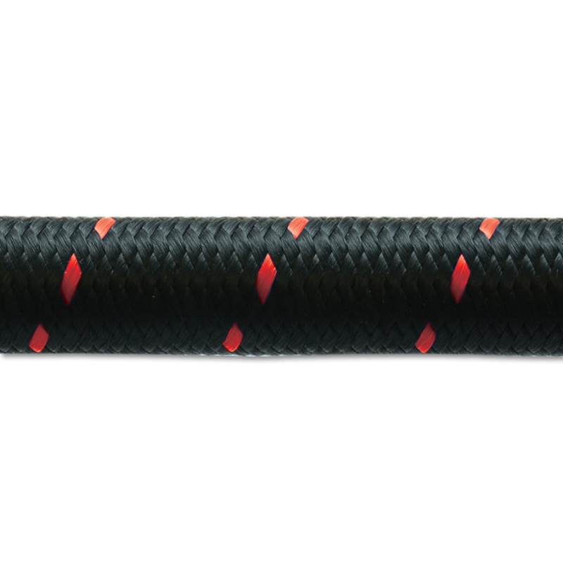 Vibrant -4 AN Two-Tone Black/Red Nylon Braided Flex Hose (5 foot roll)