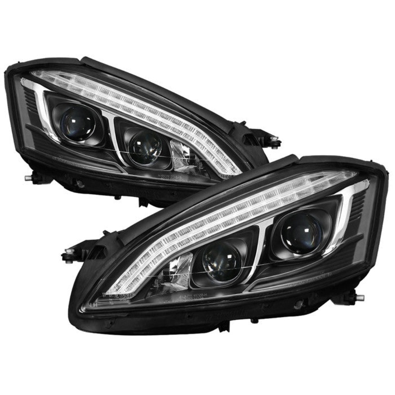 2007-2009 Mercedes S Class W221 Projector Headlights -DRL/LED – Black