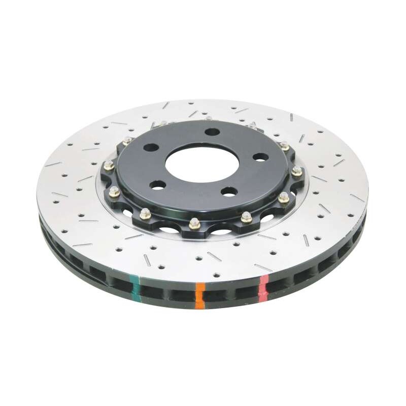 DBA 05-10 Ford Mustang GT / 11-13 V6 Front Drilled & Slotted 5000 Series 2 Piece Rotor w/ Black Hat