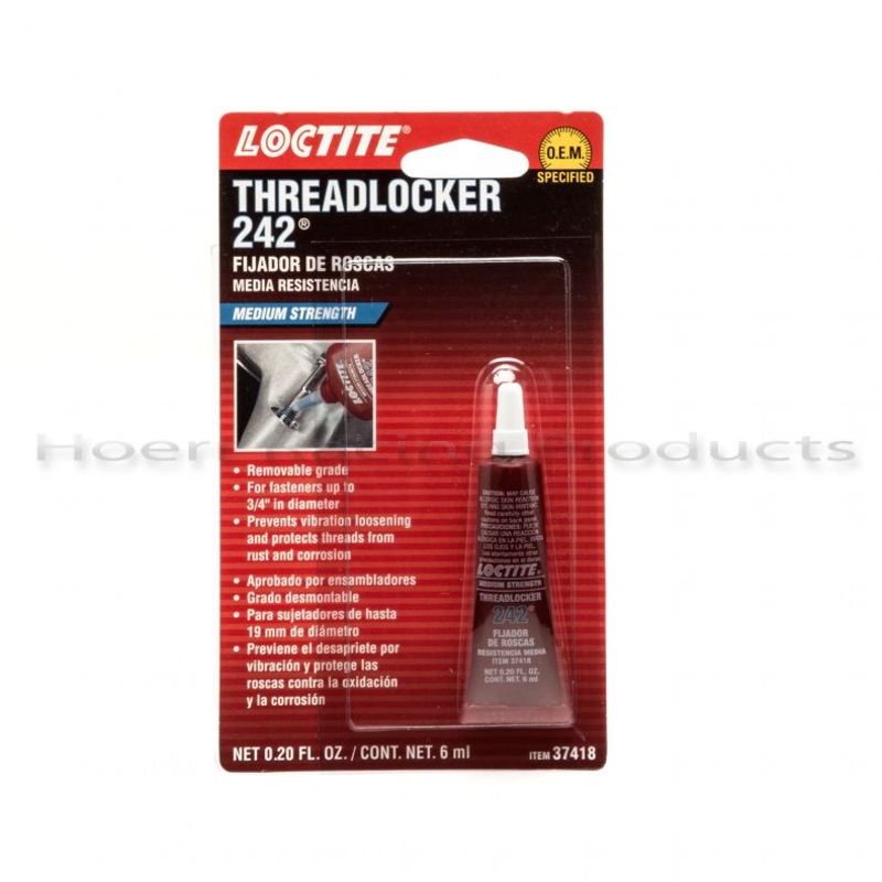 Loctite Threadlocker 242, Medium Strength/Blue, 6 ml tube
