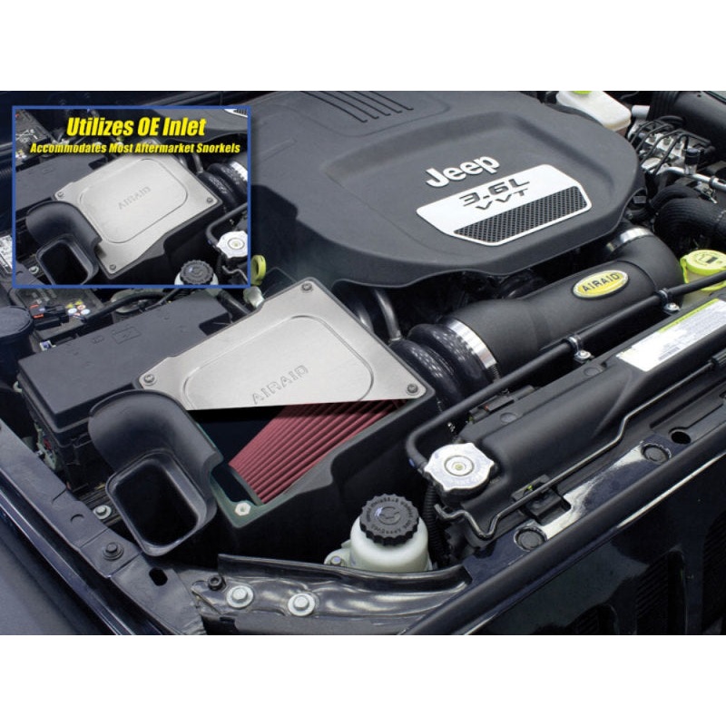 Airaid 12-14 Jeep Wrangler JK 3.6L Pentastar MXP Intake System w/ Tube (Dry / Red Media)