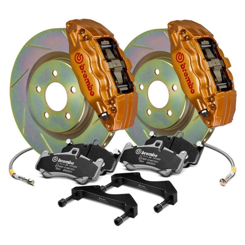Brembo 15-21 WRX | VA Front GT BBK 4 Piston Cast 2pc 326 x30 1pc Rotor Slotted Type-1 – Gold | 1E5.6003A4