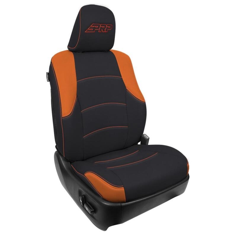 PRP 11-24 Toyota 4Runner Front Seat Covers (Pair) – Black/Orange