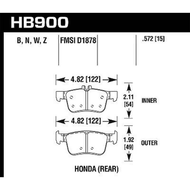 Hawk Street REAR Brake Pads (HB900Z.572)