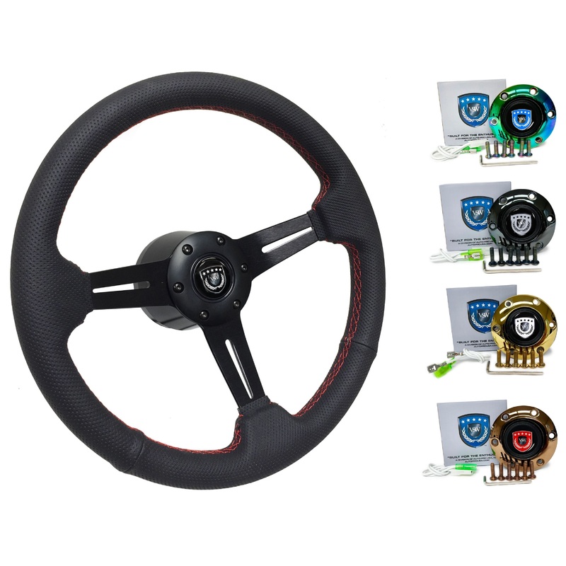 1985-88 BMW 5 Series Steering Wheel Kit | Perforated Black Leather | ST3586RED