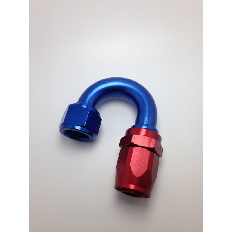 Fragola -10AN Nut x -12AN Hose Reducing Hose End – Blue/Red 180 Degree