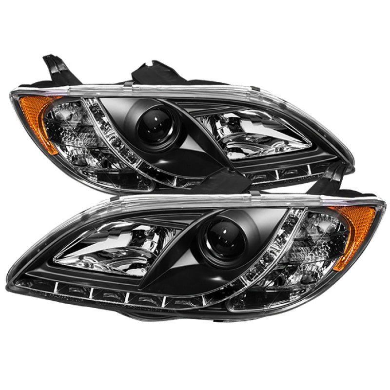 Spyder Mazda 3 04-08 4Dr Sedan Projector Headlights Halogen – DRL Blk PRO-YD-M304-DRL-BK