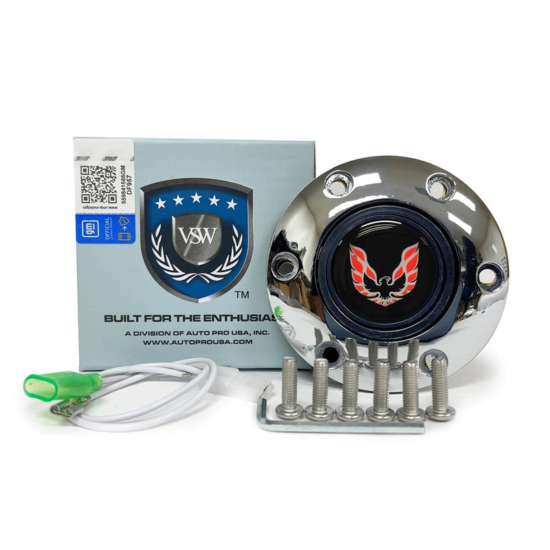 VSW S6 | Red Pontiac Firebird Emblem, 1970-81 | Chrome Horn Button | STE1021CHR